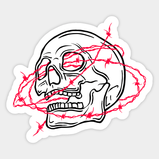 Skull wire Sticker by il_valley
